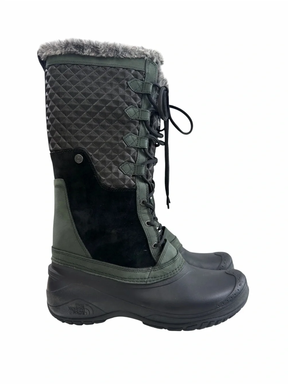 The North Face Shellista III Tall Winter Boots Black Dark Green Size 10.5